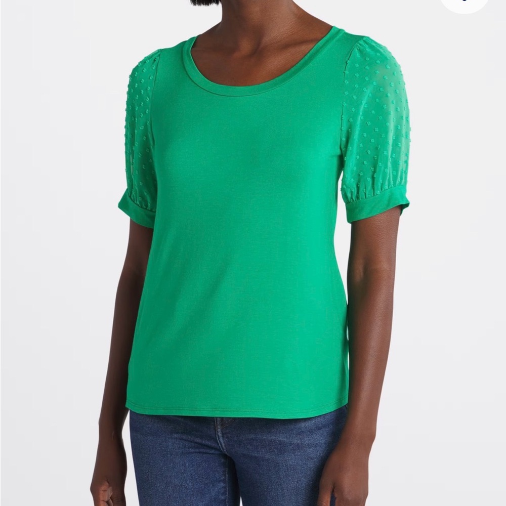 Beacon Green Puff-Sleeve Short Sleeve Top, stitch fix